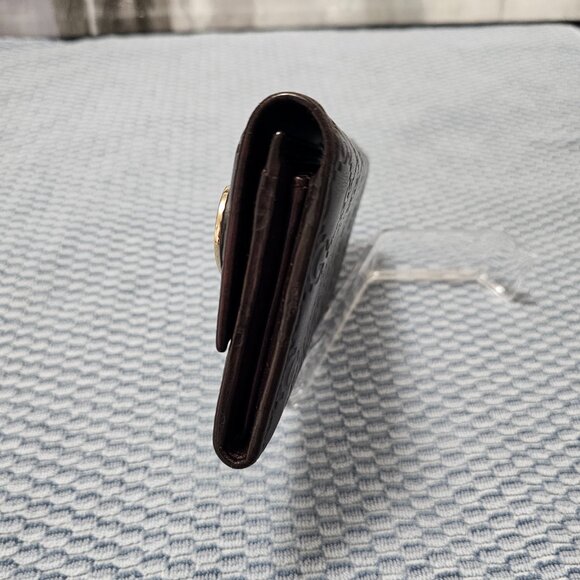 Gucci Guccissima Leather Maroon Brown Long Wallet with Gold Heart GG Design - Picture 6 of 7